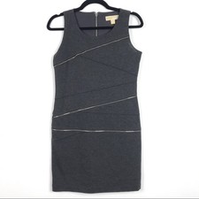 Michael Michael Kors Size 2 Gray Zipper Sheath Dress Work Office Ponte Knit Grey