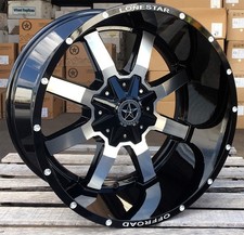 422 Black Machined Lonestar Gunslinger Wheels 22x12 6x5.5-44 Fit Gmc 1500