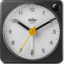 Classic Travel Analogue Alarm Clock with Snooze and Light, Compact Size, Quiet