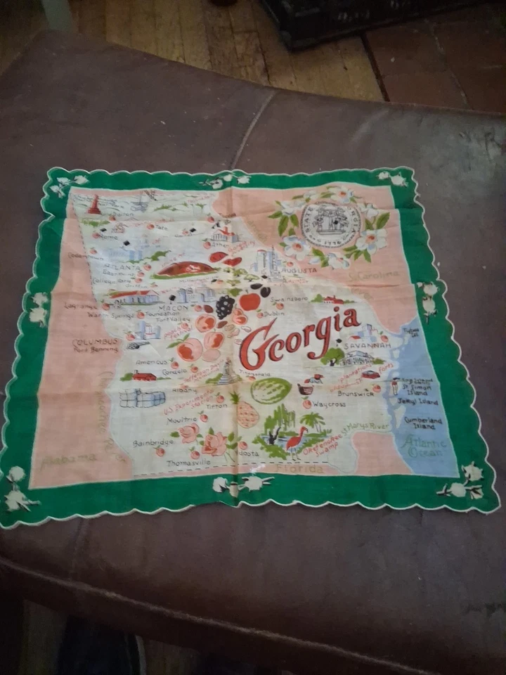 Bufanda de recuerdo de George State de seda Raton años 50 28x28 Foto 2 de 2