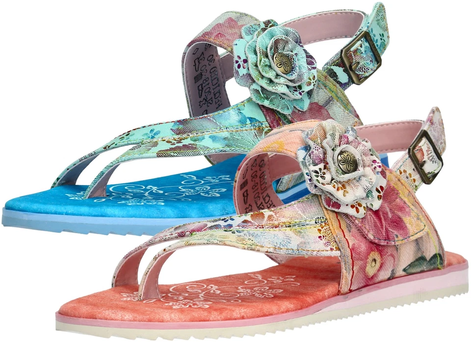 Laura Vita Damen Sandale Zehentrenner mit Blumenmuster Feclicieo 30 - Bild 1 von 1