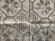 ANTIQUE LACE HANKIE Flowers Fine Appenzell Drawn Thread Wedding Bride White