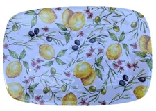Shabby Chic Lemon And Olives Printed Malamine Serving Tray