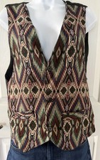 Women's Vintage Southwest Aztec Pattern Tapestry Vest Made in Turkey