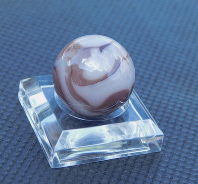 Vintage Marble Opalescent Lavender Slag Swirl Irregular Sphere 0.62'' Mint -17
