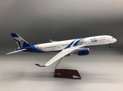 1:140 47CM DELTA 100 YEARS AIRBUS A350 Plane Landing Gear Resin Aircraft Model