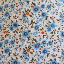 By The Yard  Medium Flowers On Beige Cotton 3.99 Ships ANY Amount Of Fabric