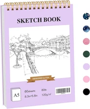 Stilip 5.5" x 8.5"Sketch Book,1-Pack A2-Light Purple 