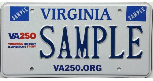 *SAMPLE SALE* Virginia 250 YEARS Sample License Plate