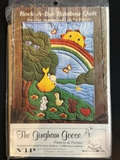 Vintage Rock-A-Bye Rainbow Crib Quilt Nursery Decor 1980 Gingham Goose NOS