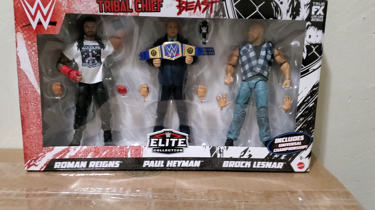 WWE Elite Roman Reigns Brock Lesnar Paul Heyman 3 Pack Tribal