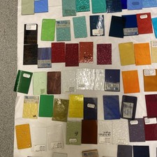 Lot Of 100 Vintage Stained Glass Color Sample Panels￼ 2"x 3" 3mm  mixed lot 