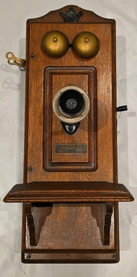 #ad Antique North Electric Oak Hand Crank Wall Hanging Telephone Phone Cleveland $224.99