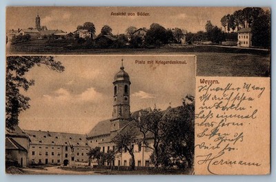 Bavaria Germany Postcard Plaza Monument Multiview Weyarn 1918 Antique
