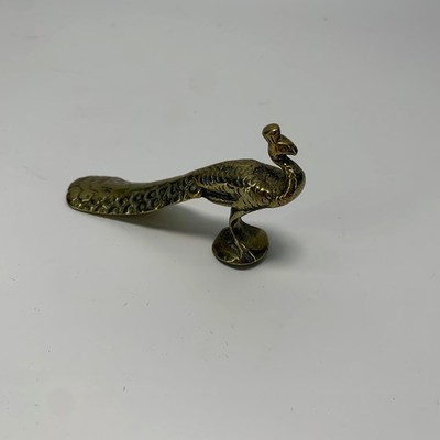 Vintage massive Messing Pfau Figur Ornament 13 cm langer Schwanz Briefbeschwerer Deko
