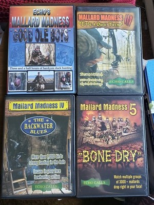 4 DVD Set of Echo's Mallard Madness Duck Goose Waterfowl Calling Hunting
