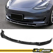 Fits 17-23 Tesla Model 3 Gloss Black 3PCS Front Bumper Lip Splitter PP