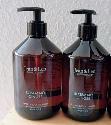 2 Spender Jean & Len ''ROSEMARY GINGER''   a 500ml Hand & Body Cleanser