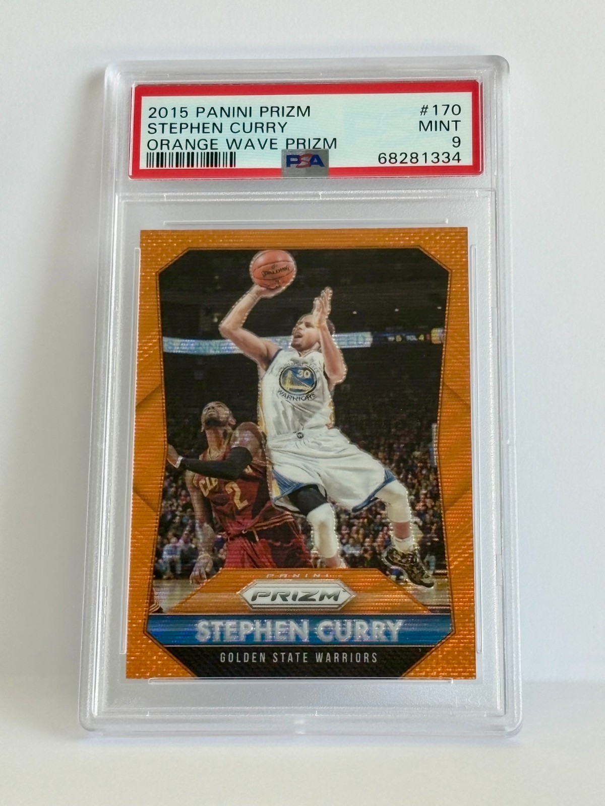 2015-16 Panini Prizm Stephen Curry Orange Wave Prizm PSA 9 MINT view 3