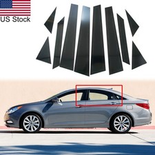 10pcs Glossy Piano Black Pillar Post Door Covers Trim For Hyundai Sonata 2011-14