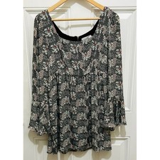 Line + Dot Floral Print Long Sleeve Mini Dress Fall