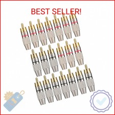 Elechood 20Pack RCA Male Plug Solder, Gold Audio Video Cable Adapter Connector f
