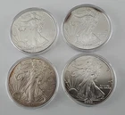 New ListingMixed Lot of 4 American Silver Eagle 1 oz. Fine .999 US  Coins with Toning