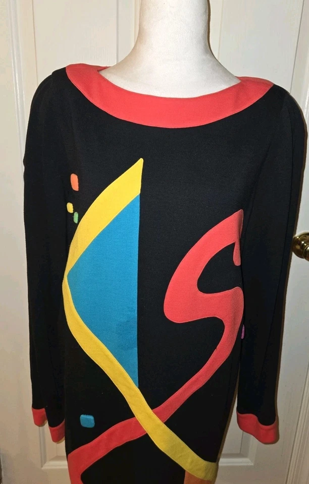 Vtg. Graffiti by Fabrice Simon Dress Size 8 Bodycon Hip Hop 1990 Art To Wear - Image 2 of 4