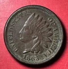 1863 US Copper Nickel Indian Head Cent! XF Details Civil War Days! Old Coin!