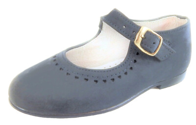 DE OSU FARO Spain Girls Navy Blue Leather Dress Shoes European 22  Size
