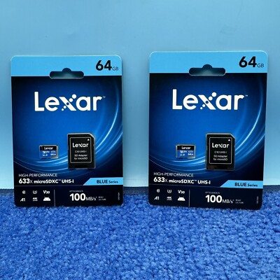 2x Lexar High-Performance 633x microSDHC/microSDXC UHS-I 64gb Memory Card