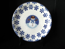FOLKCRAFT Stoneware CAMEO SNOWMAN Dinner Plate - NEW