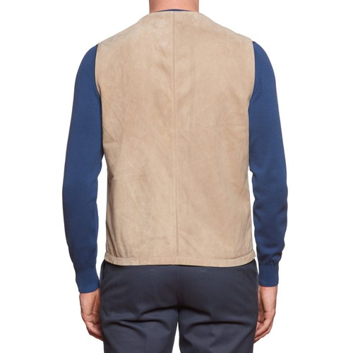 SERAPHIN Beige Goat Suede Leather Silk Lined Vest EU 50 NEW US M - Picture 3 of 6