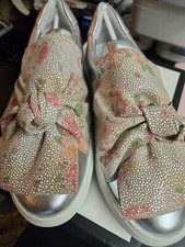 Womens 10 J Slides Audra Silver Multi Leater Slip Ons Minor Scuff 