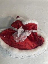 Build A Bear Mrs. Claus Christmas Dress Red Velvet Embellished Pearl Sleeveless