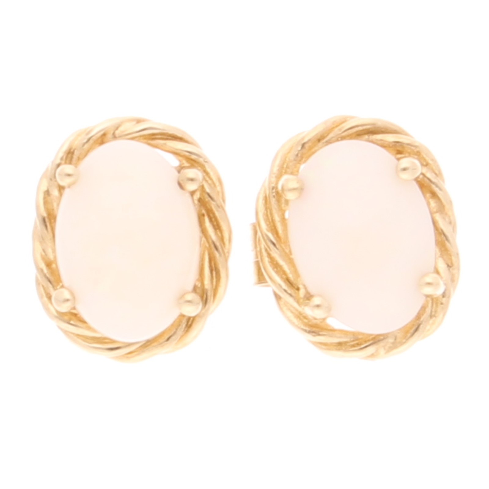 9Carat Yellow Gold Opal Stud Earrings (7x9mm)