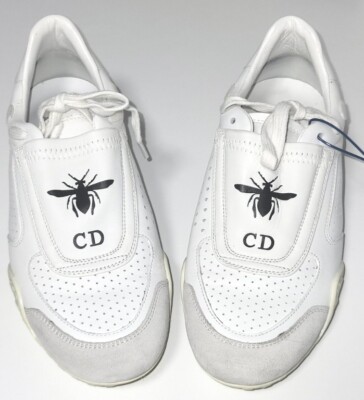 CHRISTIAN DIOR D-BEE BEE White Leather Trainers Sneaker Authenticated EU35 UK2