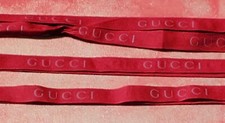 NEW Gucci 2024 Burgundy Logo 3/4 Width Grossgrain Ribbon  2 Yards 72 Inches 