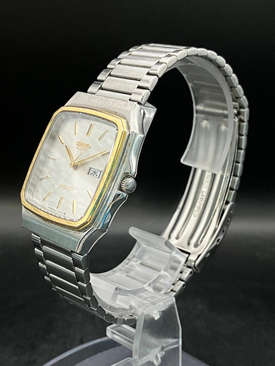 SEIKO WATCH MAJESTA 9063-5000 QUARTZ SILVER & GOLD DAY DATE
