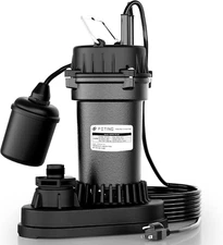 3/4HP Submersible Sewage/Effluent Pump, 4500 GPH Cast Iron Septic Pump, 115V Aut