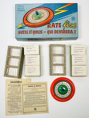 VTG 1950s Rate Fix GUESS IT QUICK Trivia Game English Dutch French COMPLETE EUC
