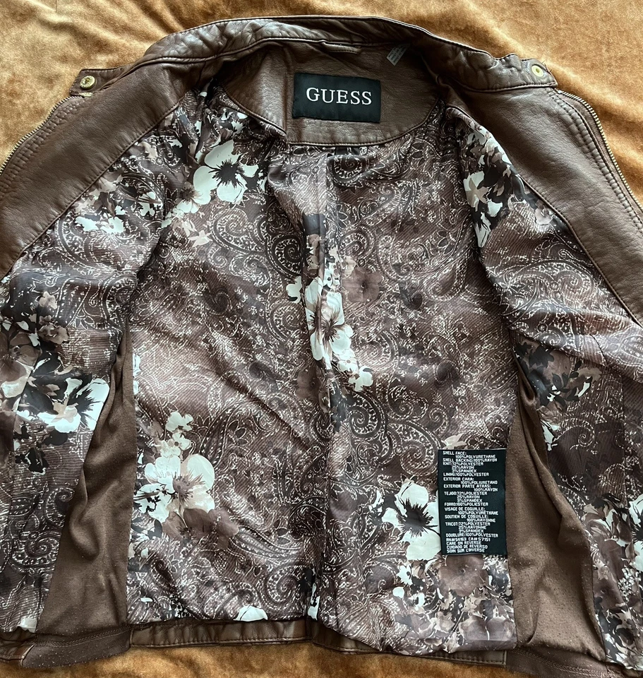Guess Women’s Leather Brown Jacket Size Small - Image 2 of 4
