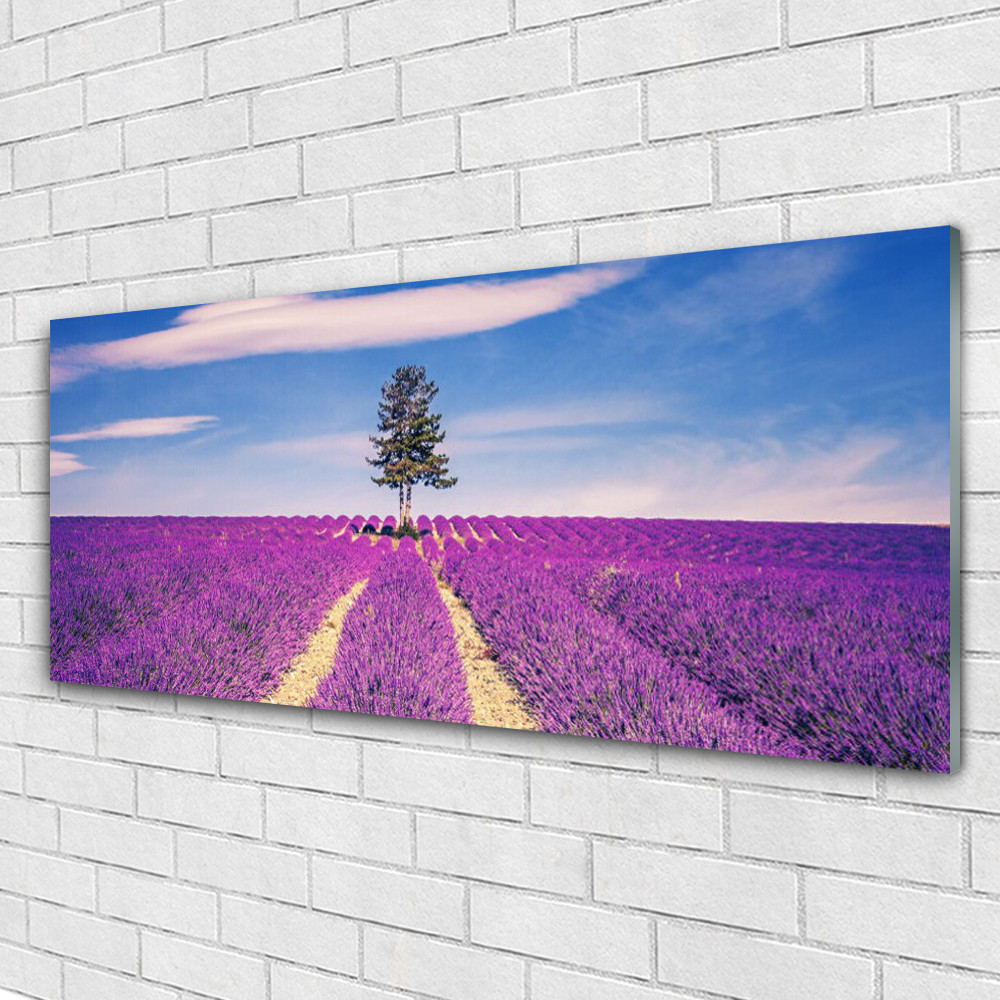 Impression sur verre haut de gamme paysage nature 125x50 cm avec fixation invisible