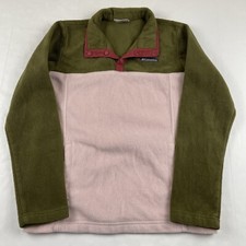 Columbia 1/4 Snap Up Fleece Pullover Girls L 14-16 Pink Brown Sweater