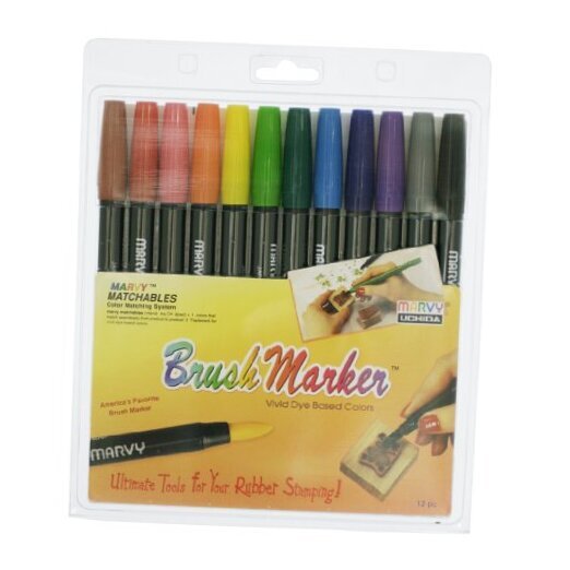 Uchida Brush Markers 12/Pkg-Primary 