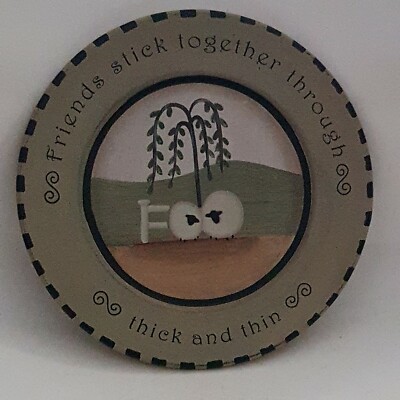 Primitive Volkskunst Holzteller von Karen Schwarz Sheep Design (DC4)