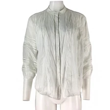 Cabi 5976 Blouse White Button Up Cotton Capri 3/4 Sleeve Ladder Stitch Small