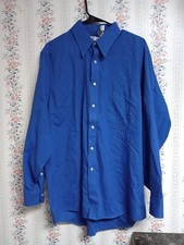 Geoffrey Beene Wrinkle Free Cotton Blend Button Down Dress Shirt Blue L 16.5 