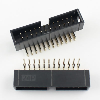 10Pcs 2.54mm 2x12 Pin 24 Pin Right Angle Male Shrouded IDC Box Header Connector
