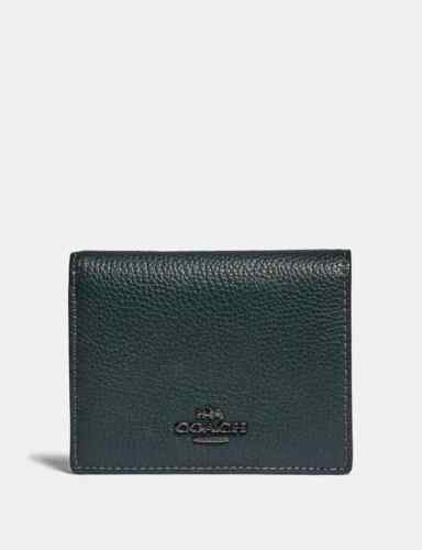 Coach Small Snap Wallet With Colorblock Interior Pewter/Pine Green 
